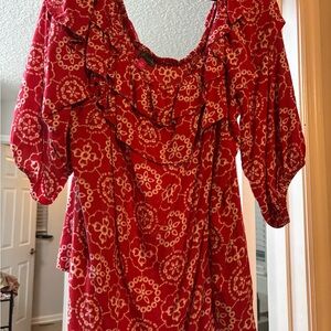 Vince Camuto Red Floral off the shoulder Dress with Elegant Design